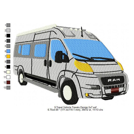 Travel Vehicle Travato Machine Embroidery Digitized Design Files