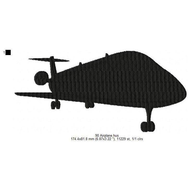 Airplane Silhouette Machine Embroidery Digitized Design Files