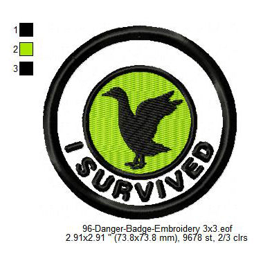 I Survived Goose Duck Merit Adulting Badge Machine Embroidery Digitized Design Files