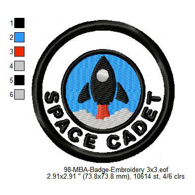 Space Cadet Scientific Merit Adulting Badge Machine Embroidery Digitized Design Files