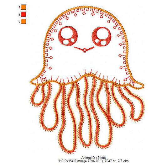 Jelly Fish Animal Machine Embroidery Digitized Design Files