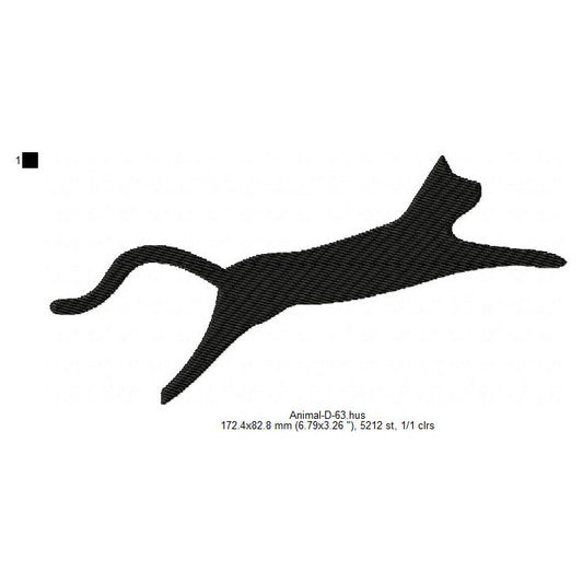 Wild Cat Animal Silhouette Machine Embroidery Digitized Design Files