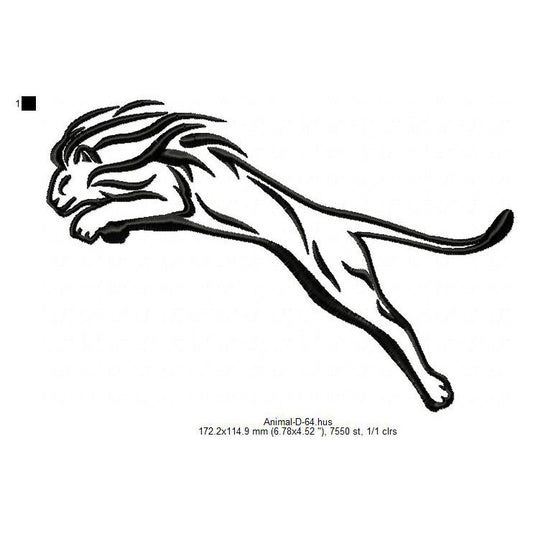 Lion Wild Animal Line Art Machine Embroidery Digitized Design Files