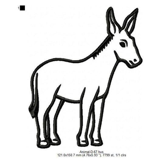 Donkey Animal Line Art Machine Embroidery Digitized Design Files