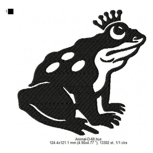 Frog Croaker Animal Silhouette Machine Embroidery Digitized Design Files