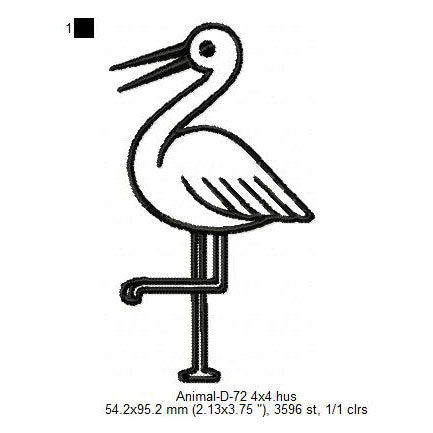 Bird Flamingo Animal Line Art Machine Embroidery Digitized Design Files