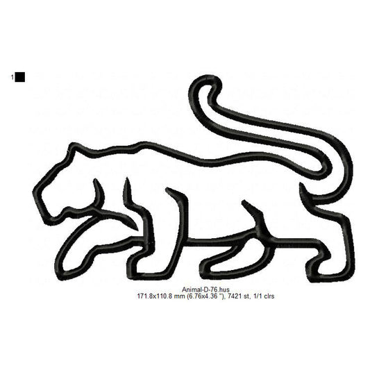 Jaguar Tiger Cougar Big Cat Wild Animal Line Art Machine Embroidery Digitized Design Files