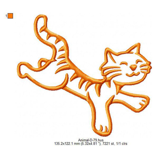 Wild Cat Animal Line Art Machine Embroidery Digitized Design Files