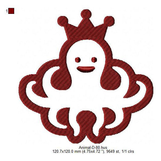 Octopus Sea Creature Line Art Machine Embroidery Digitized Design Files