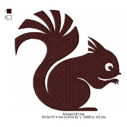 Squirrel Animals Silhouette Machine Embroidery Digitized Design Files