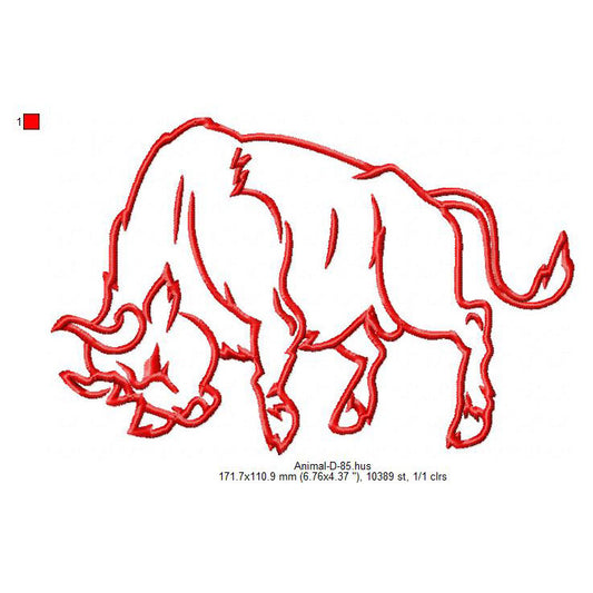 Bull Cow Animal Line Art Machine Embroidery Digitized Design Files