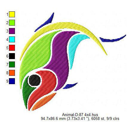 Colorful Fish Sea Creature Machine Embroidery Digitized Design Files