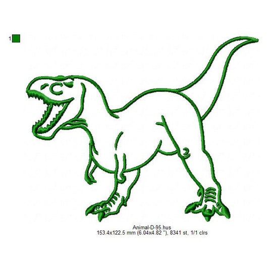 Tyrannosaurus Dinosaur Outline Animal Line Art Machine Embroidery Digitized Design Files