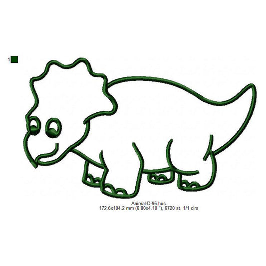 Triceratops Dinosaur Outline Animal Line Art Machine Embroidery Digitized Design Files