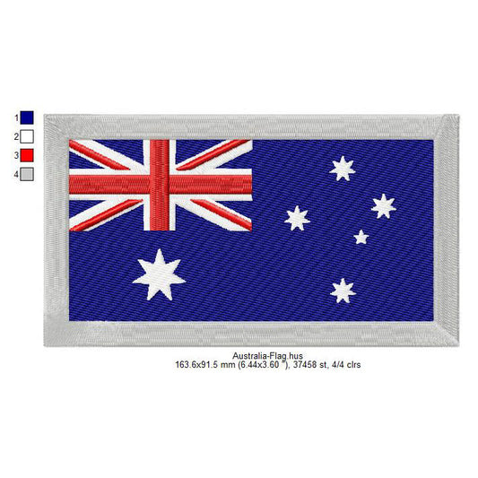 Australia Flag Machine Embroidery Digitized Design Files | Dst | Pes | Hus | VP3