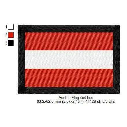 Austria Flag Machine Embroidery Digitized Design Files | Dst | Pes | Hus | VP3