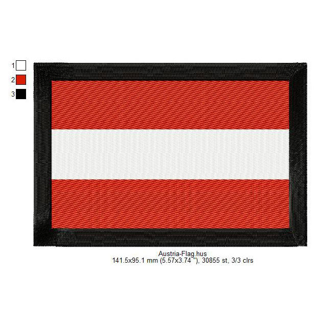 Austria Flag Machine Embroidery Digitized Design Files | Dst | Pes | Hus | VP3