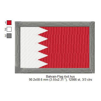 Bahrain Flag Machine Embroidery Digitized Design Files | Dst | Pes | Hus | VP3