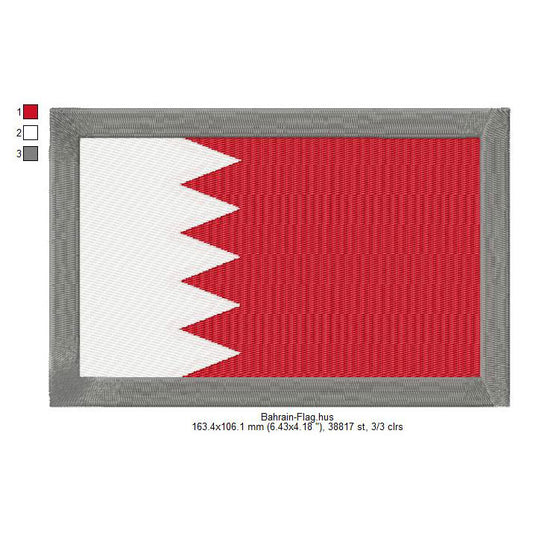 Bahrain Flag Machine Embroidery Digitized Design Files | Dst | Pes | Hus | VP3