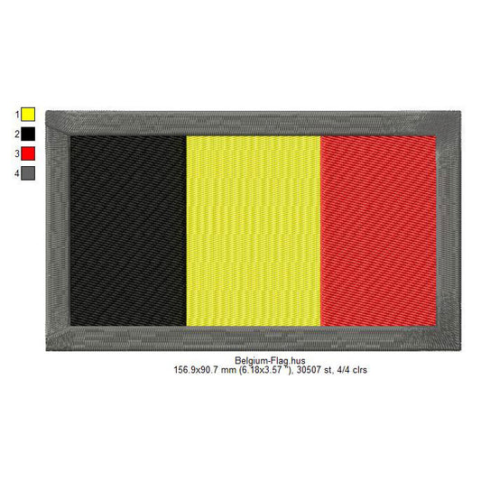 Belgium Flag Machine Embroidery Digitized Design Files | Dst | Pes | Hus | VP3