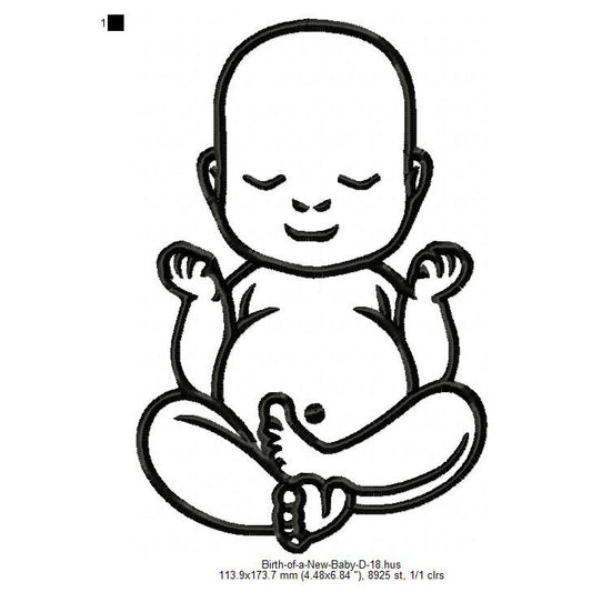 New Born Baby Child Toddler Line Art Machine Embroidery Digitized Design Files