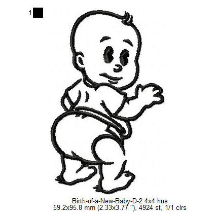 New Born Baby Toddler Line Art Machine Embroidery Digitized Design Files