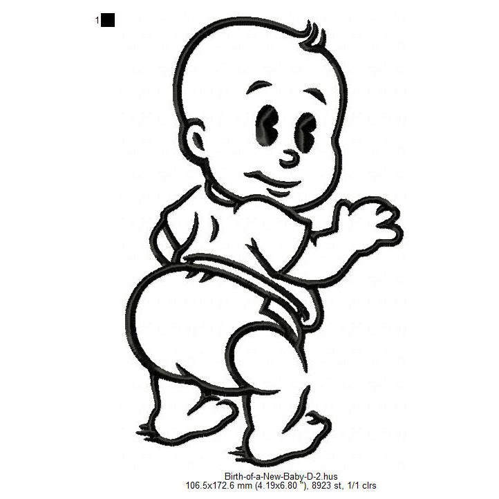 New Born Baby Toddler Line Art Machine Embroidery Digitized Design Files