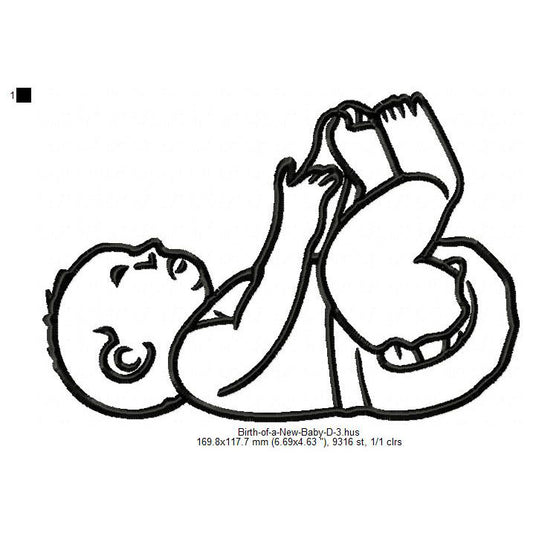 New Born Baby Toddler Line Art Machine Embroidery Digitized Design Files