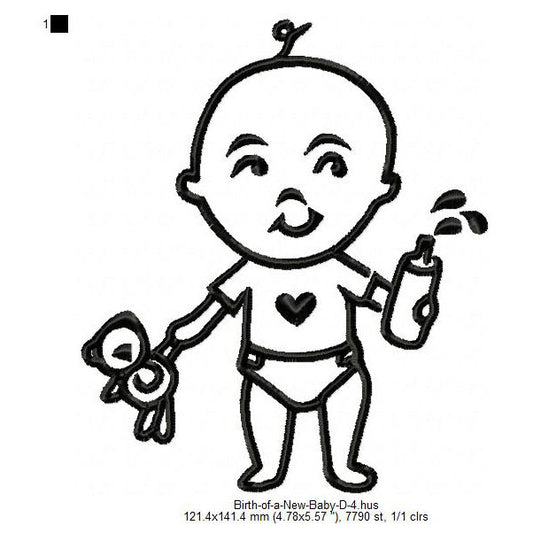 New Born Baby Toddler Line Art Machine Embroidery Digitized Design Files