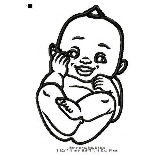 New Born Baby Toddler Line Art Machine Embroidery Digitized Design Files