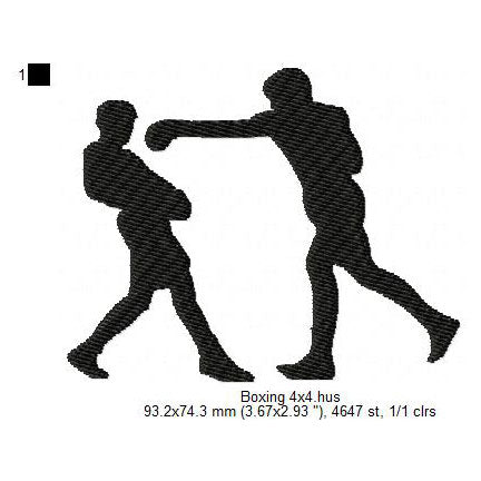 Boxing Player Silhouette Machine Embroidery Digitized Design Files