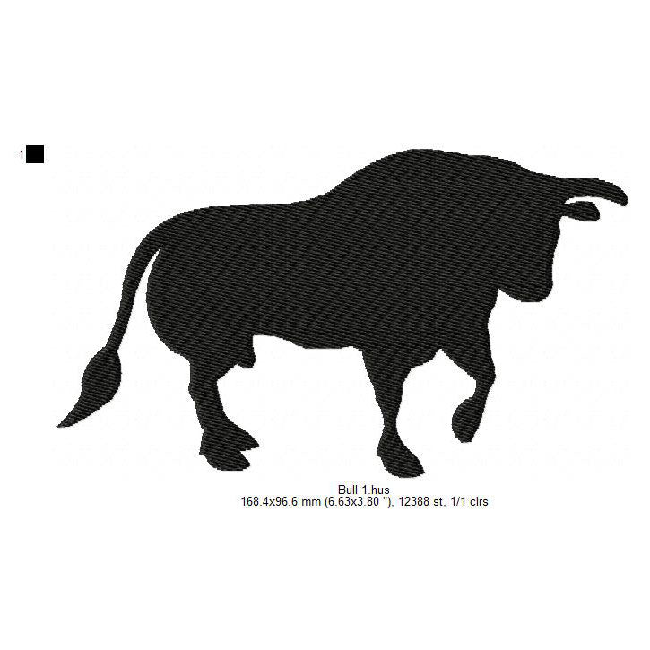 Bull Cow Shadow Silhouette Machine Embroidery Digitized Design Files