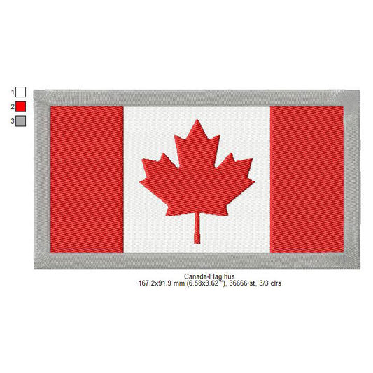 Canada Flag Canadian Machine Embroidery Digitized Design Files | Dst | Pes | Hus | VP3