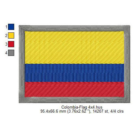 Colombia Flag Colombian Machine Embroidery Digitized Design Files | Dst | Pes | Hus | VP3