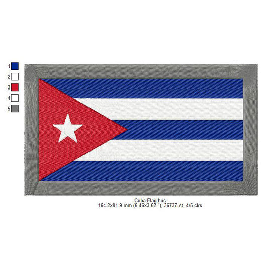 Cuba Flag Cuban Machine Embroidery Digitized Design Files | Dst | Pes | Hus | VP3