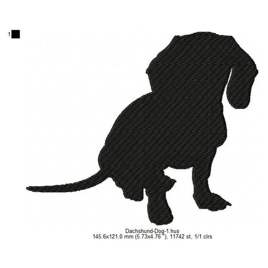 Dachshund Little Dog Silhouette Machine Embroidery Digitized Design Files