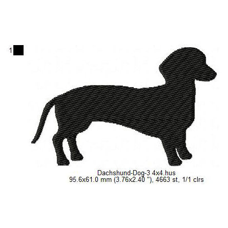 Dachshund Little Dog Silhouette Machine Embroidery Digitized Design Files