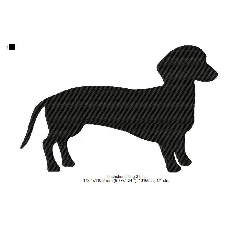 Dachshund Little Dog Silhouette Machine Embroidery Digitized Design Files