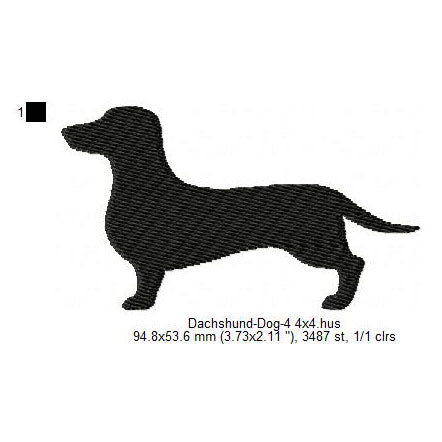 Dachshund Little Dog Silhouette Machine Embroidery Digitized Design Files