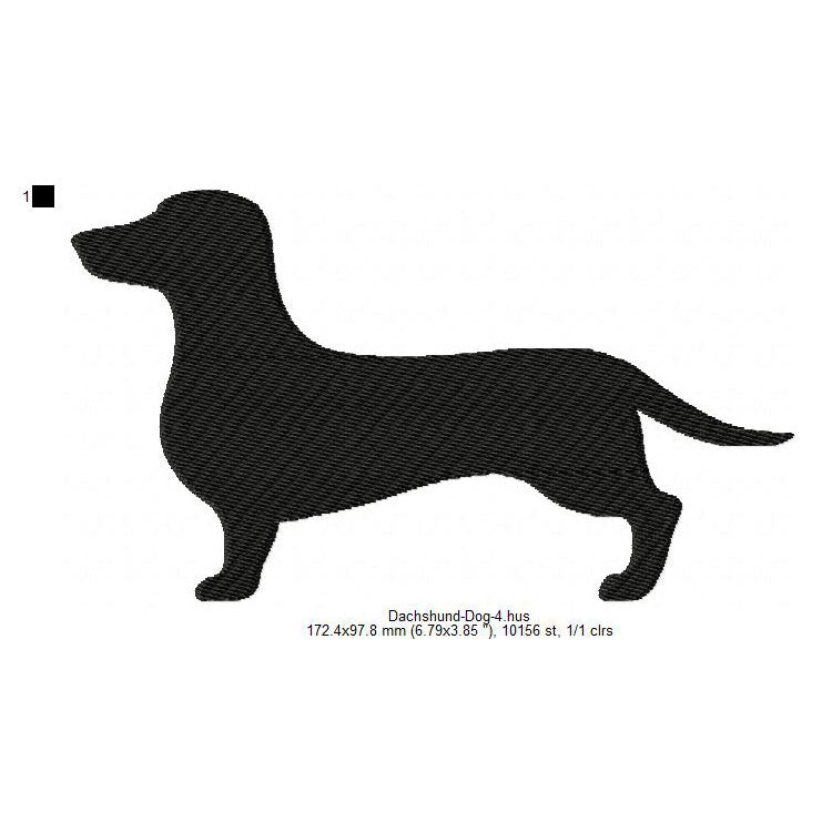 Dachshund Little Dog Silhouette Machine Embroidery Digitized Design Files