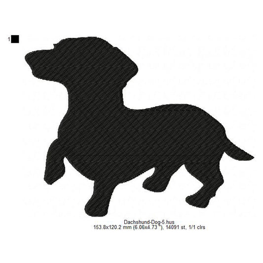 Dachshund Little Dog Silhouette Machine Embroidery Digitized Design Files