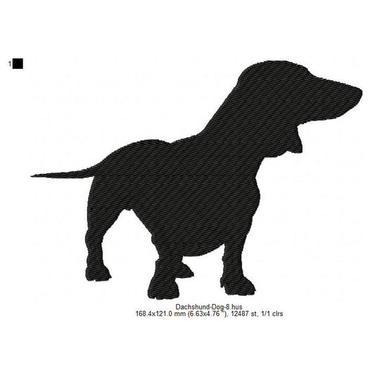 Dachshund Little Dog Silhouette Machine Embroidery Digitized Design Files