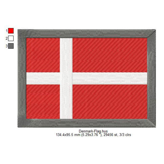 Denmark Flag Danish Machine Embroidery Digitized Design Files | Dst | Pes | Hus | VP3