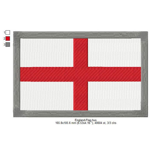 England Flag English Machine Embroidery Digitized Design Files | Dst | Pes | Hus | VP3