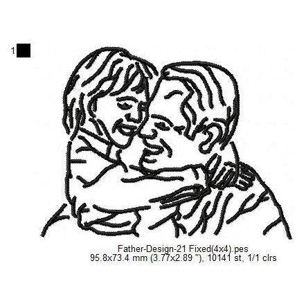 Father With Daughter Father's Day Line Art Machine Embroidery Digitized Design Files