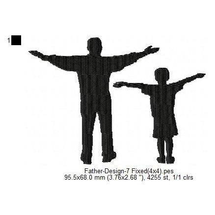 Father With Son Father's Day Silhouette Machine Embroidery Digitized Design Files