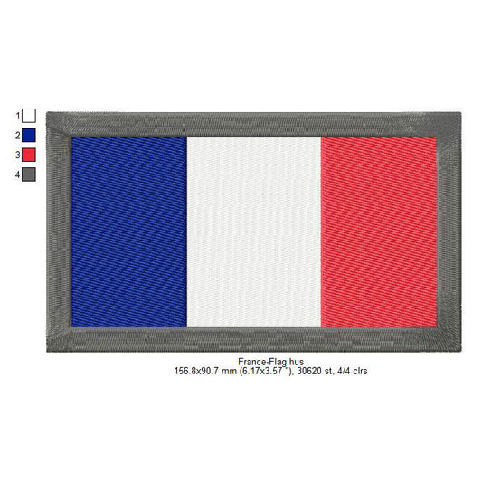 France Flag French Machine Embroidery Digitized Design Files | Dst | Pes | Hus | VP3