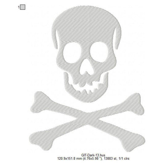 Skull Silhouette Halloween Glow In The Dark Machine Embroidery Digitized Design Files