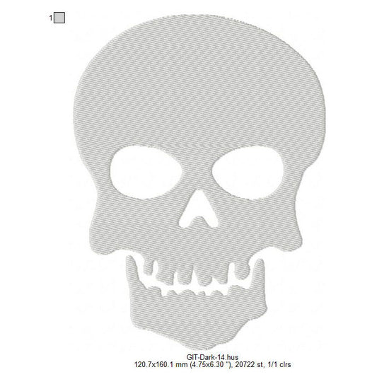 Skull Silhouette Halloween Glow In The Dark Machine Embroidery Digitized Design Files