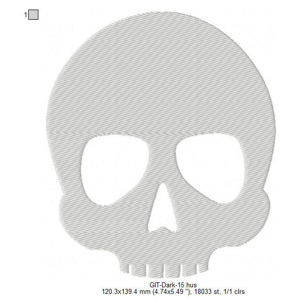 Skull Silhouette Halloween Glow In The Dark Machine Embroidery Digitized Design Files